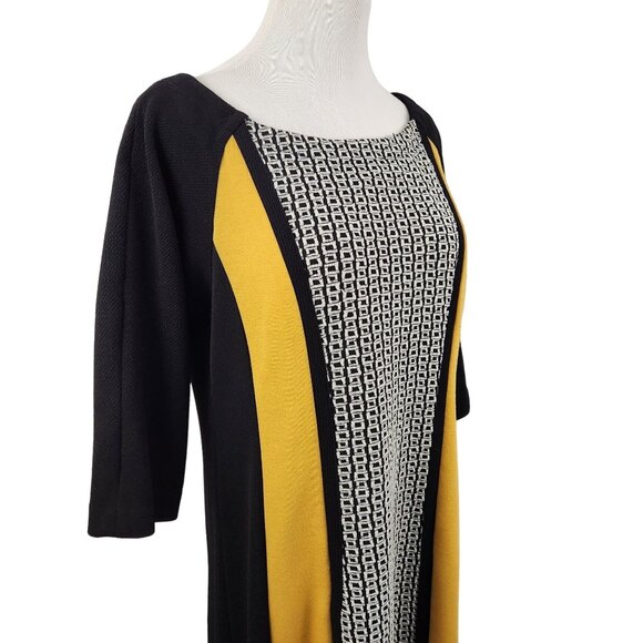 Julian Taylor Dress Women's Size 14 Round Neck Long Sleeve Sheath Color Block - Picture 6 of 8